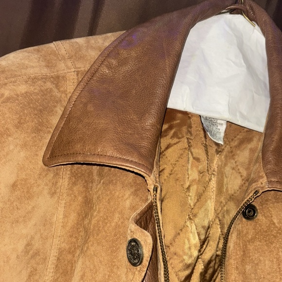 talbots genuine leather coat, shades of brown. in great condition. size medium. - Picture 4 of 7